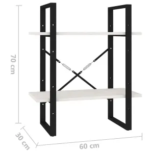 Berkfield 2-Tier Book Cabinet White 60x30x70 cm Solid Pine Wood