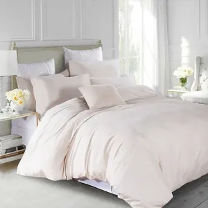 Marnisha Polyester Solid Colour Duvet Cover Set with Pillowcases Beige / Double - 2 Standard Pillowcases