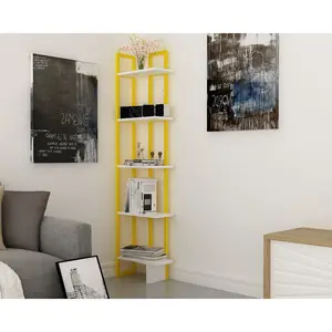 Alica 180cm H Corner Bookcase Yellow/White