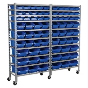 Sealey Mobile Bin Box Storage System With Heavy Duty Castors - 72 Bins TPS72