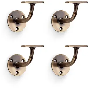 4 PACK - Heavy Duty Stair Handrail Bannister Bracket Arm - Antique Brass 82mm Proj Holder