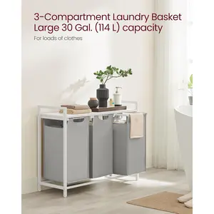 Fabric Laundry Basket with Handles White/Light Grey