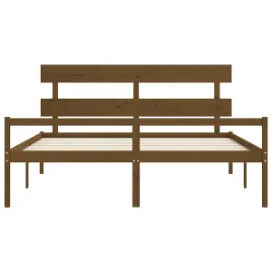 Berkfield Bed Frame with Headboard Honey Brown 200x200 cm Solid Wood