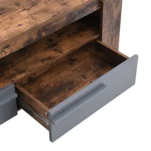 Portland TV Stand With Storage for Living Room and Bedroom, 1400 Wide, Two Drawers Storage, Media Storage, Rustic Oak Finish