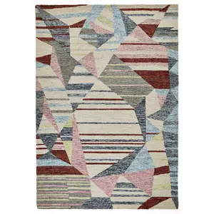 Handmade Luxurious Modern Easy to Clean Multicoloured Abstract Wool Rug for Living Room & Bedroom-160cm X 230cm