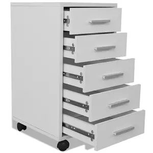 Berkfield Office Drawer Unit with Castors 5 Drawers White