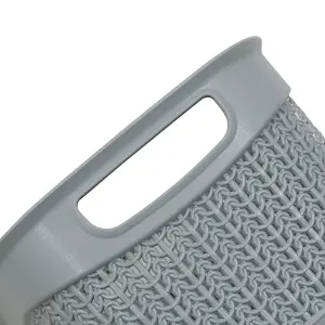 JVL Knit Design Loop Plastic Storage Basket, 9L, Grey