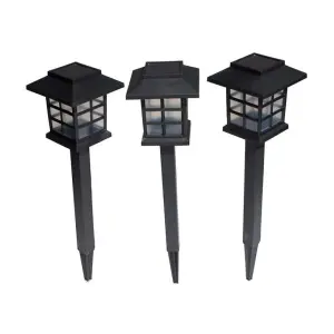 Primrose Outdoor Solar Garden Lights Set of 9  Oriental Lantern Decorative Path White LED