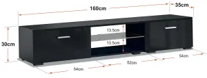 MDA Designs AVIOR Black Modern TV Cabinet for Flat TV Screens of up to 75" Entertainment Unit with LED Lights