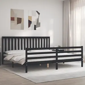 Berkfield Bed Frame with Headboard Black 200x200 cm Solid Wood