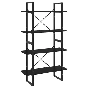 Berkfield 4-Tier Book Cabinet Black 80x30x140 cm Solid Pine Wood