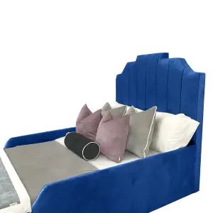 Arnold Kids Bed Plush Velvet with Safety Siderails- Blue