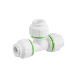 Flomasta White Push-fit Equal Pipe tee (Dia)10mm x 10mm x 10mm