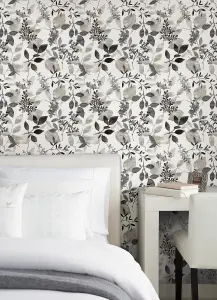 NuWallpaper NUS4983 Breezy Peel & Stick Wallpaper, Black