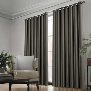 Kalynn 100% Blackout Eyelet Semi Sheer Synthetic Window Curtain Pair (Set of 2) Dark Grey / 117 W x 137 D cm