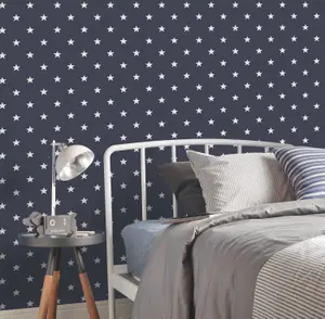 Galerie Deauville 2 Navy Blue White Deauville Star Smooth Wallpaper