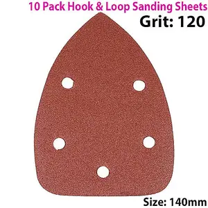 QTY 10 140mm 120 Grit Detail Sander Sheets Triangle Sanding Hook & Loop