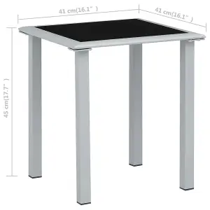 Berkfield Garden Table Black and Silver 41x41x45 cm Steel and Glass