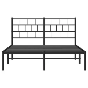 Berkfield Metal Bed Frame with Headboard Black 140x190 cm