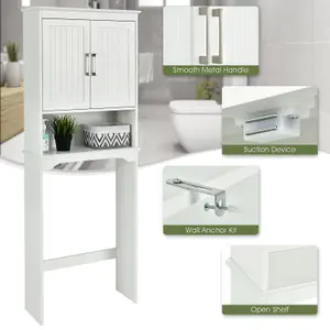 COSTWAY Over the Toilet Storage Cabinet Bathroom Organizer w/ 2 Doors