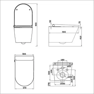 Japanese style wall hung smart toilet bidet