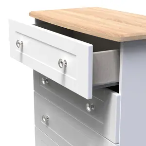 Sussex Ready assembled White & oak 4 Drawer Chest (H)882mm (W)765mm (D)415mm