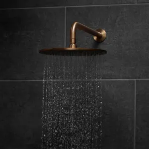 Aquadry Oria Bronze effect Single-spray pattern Shower head, 250mm