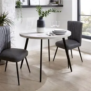 Dunelm Zuri 4 Seater Round Dining Table, Concrete Effect, Industrial, Grey