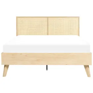 Rattan EU Double Bed Light Wood MONPAZIER