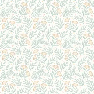 Hoopla Walls Petite Posy Seafoam Smooth Matt Wallpaper