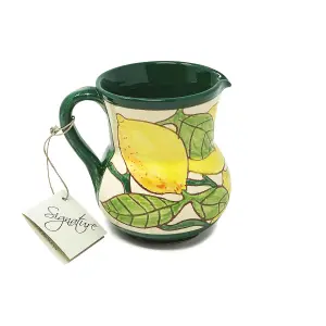 Signature Lemons Hand Painted Ceramic Kitchen Dining Small Pourer Jug 0.5L (H) 12cm