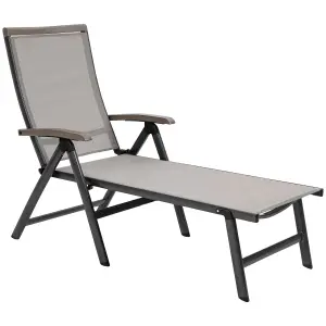 Outsunny Outdoor Folding Sun Lounger w/ Adjustable Backrest and Aluminium Brown