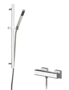 Empire Square Bar Valve & Sheer Slide Rail Shower Kit - Chrome - Balterley