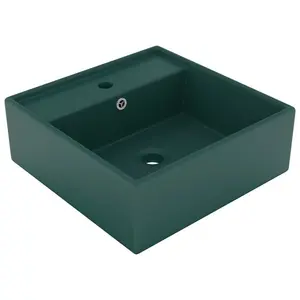 Belfry Bathroom Spurlock Ceramic Square Sink with Overflow Dark Green