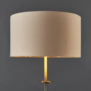 ValueLights Belmont Traditional Antique Brass Sconce Floor Lamp with Beige Gold Drum Shade