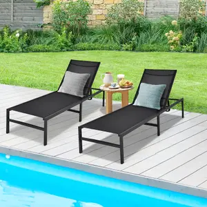 Costway Outdoor Chaise Lounge Sun Lounger Recliner Chair w/ 6 Positions Backrest