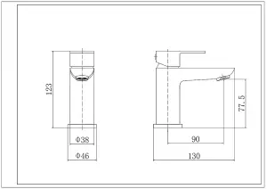 BATHWEST Mono Basin Sink Mixer Taps Chrome Bathroom Sink Taps Mixer Single Lever Modern Faucet