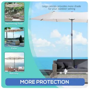 Outsunny Sun Umbrella Canopy Double-sided Crank Sun Shade Shelter 4.6M Beige