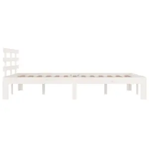 Berkfield Bed Frame White Solid Wood 135x190 cm Double