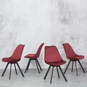 4 Rivas Velvet Upholstered Dining Chairs (Set of 4) Red