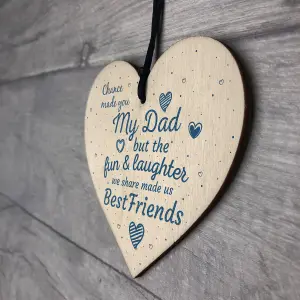 Red Ocean Chance Made You My Dad Fathers Day Wooden Hanging Heart Sign Keepsake Gift From Daughter Son