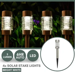 Wave Effect Solar Stake Outdoor Lights 4 Pack