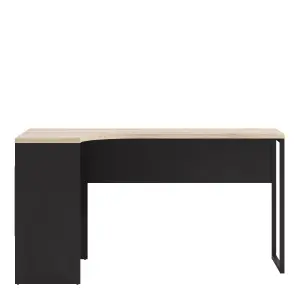 Function Plus Corner Desk 2 Drawers Black Matt and Oak