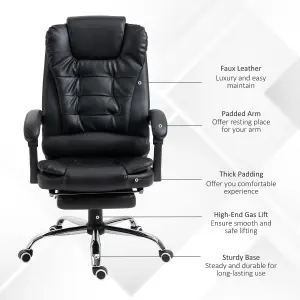 HOMCOM Executive Office Chair PU Leather Swivel Chair with Footrest Black