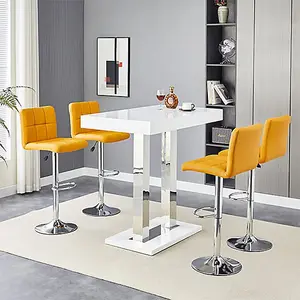 Furniture In Fashion Caprice White High Gloss Bar Table Small 4 Coco Curry Stools