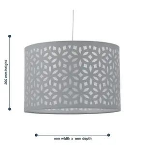 First Choice Lighting Set of 2 Grey Laser Cut 30cm Pendant Lightshades