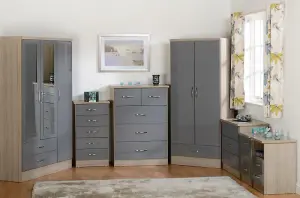 Nevada 3 Drawer Chest in Grey Gloss Light Oak Effect Veneer