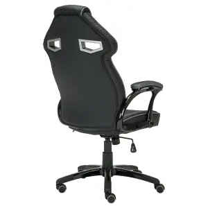 GTForce Roadster 1 Sport Racing Car Office Chair, Adjustable Lumbar Support Gaming Desk Faux Leather With Mesh Trimmings (Grey)