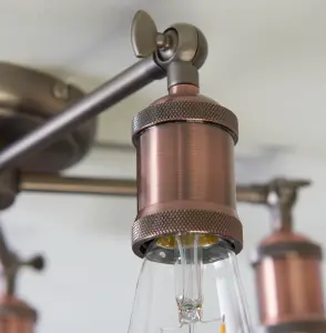 Haven Aged Pewter and Aged Copper Industrial 5 Light Semi Flush Ceiling Light