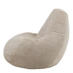 icon Dalton Corduroy Bean Bag Chair & Pouffe Beige Grey Recliner Bean Bags